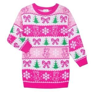 NWT Peppa Pig Toddler Girls Holiday Sweater Dress, Size 12 Months